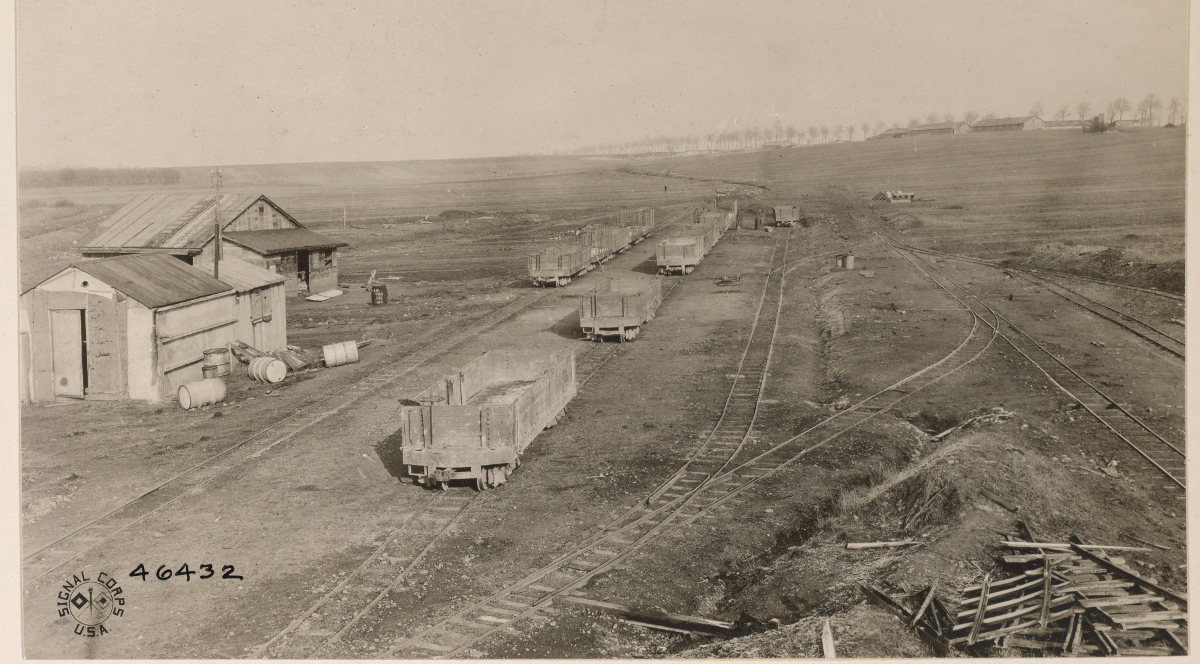 New light railway yards. Menil La Tour, Meurthe et Moselle, France, 1919