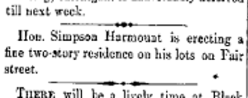 Newspaper announcement of the building of the house at 309 West Fair (Fair Avenue, NW), 7 July 1876.