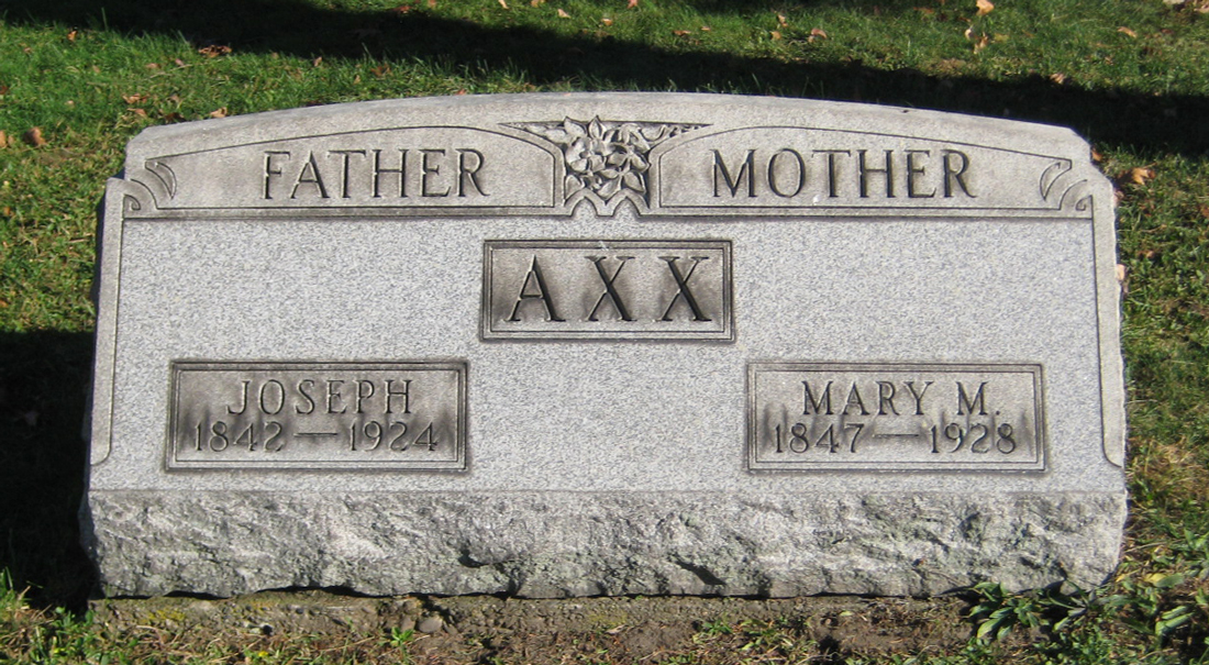 Joseph and Mar Axx's Headstone in Fair Street Cemetery, New Philadelphia. (Source: findagrave.com)