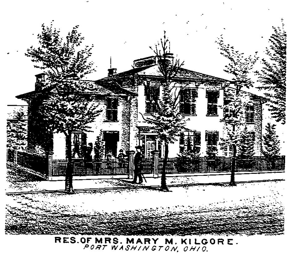 The Kilgore House depicted in the 1875 Tuscarawas County Atlas. (Source: ancestry.com)