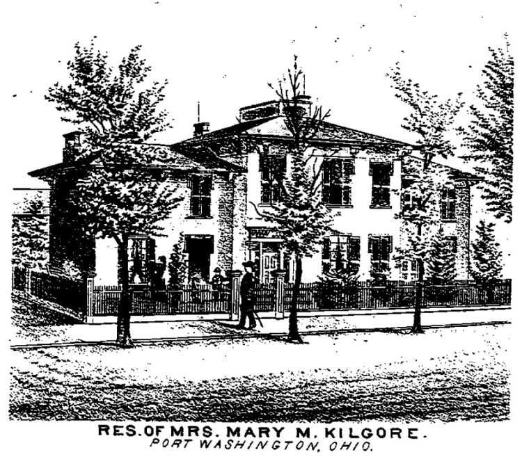 The Kilgore House depicted in the 1875 Tuscarawas County Atlas. (Source: ancestry.com)
