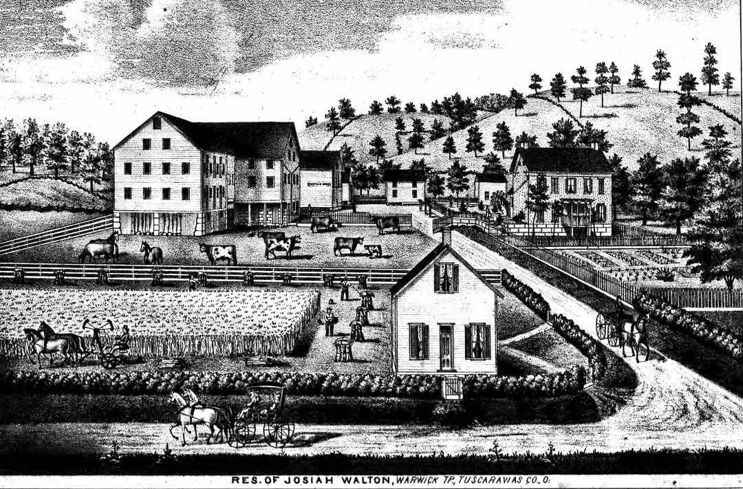 The Josiah Walton Farm depicted in the 1875 Atlas of Tuscarawas County. (Source: ancestry.com)