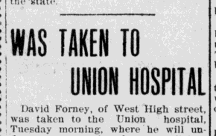 Newspaper report of the David Forney's surgery for appendicitis, 19 January 1909.