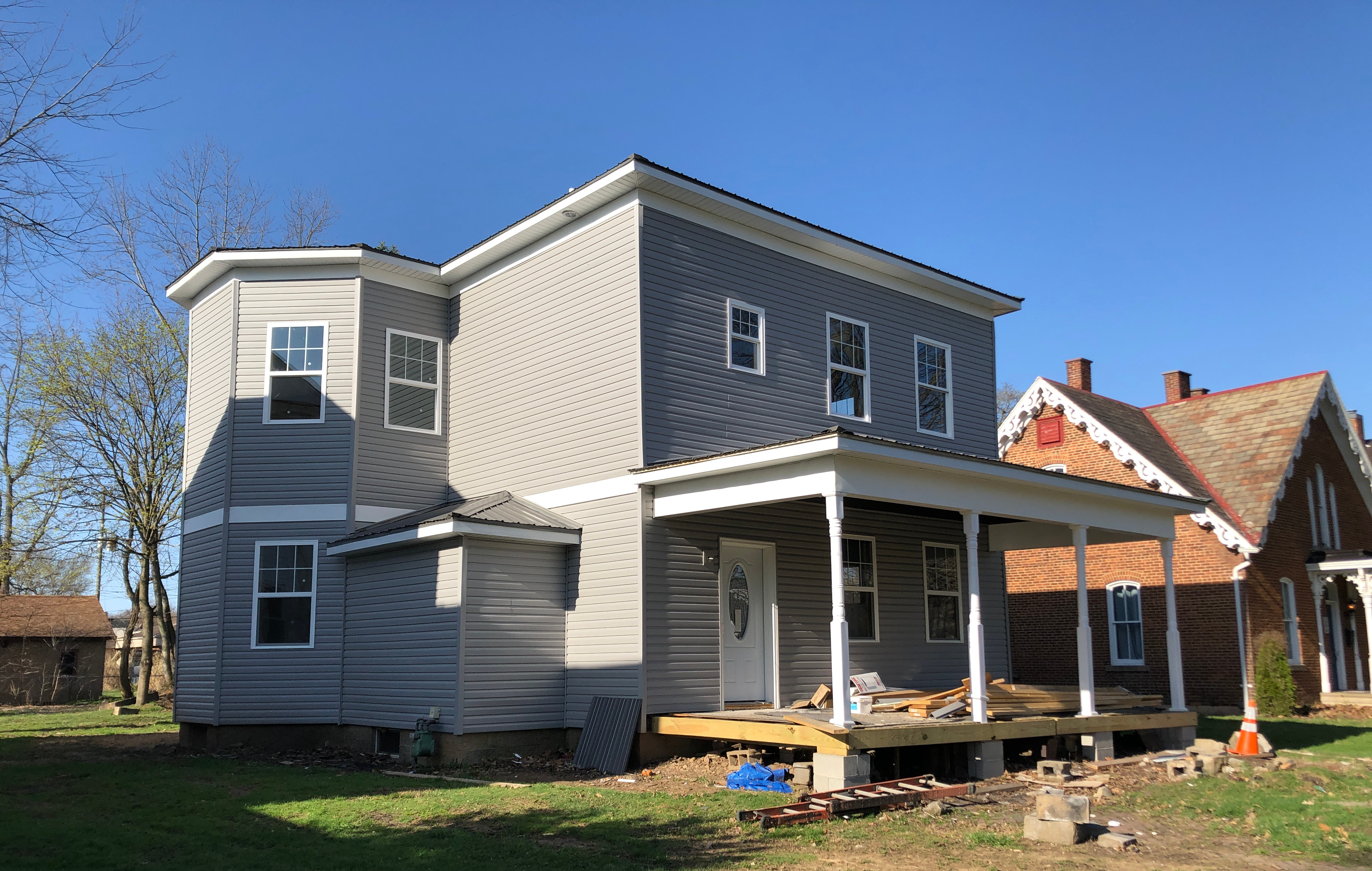 The Walton House on Fair Avenue NW undergoing repairs, April 2022.