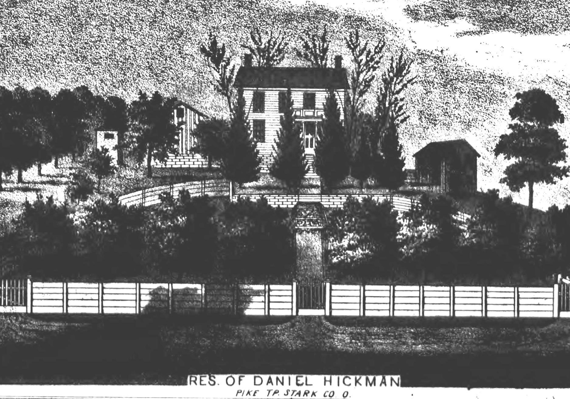 Daniel Hickman's farm as depicted in the 1873 Atlas of Stark County, Ohio. (Source: ancestry.com)