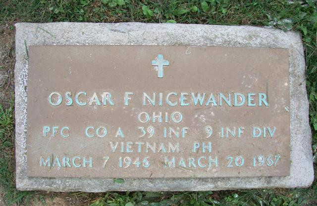 Private Oscar Franklin Nicewander's headstone in Dundee Cemetery. (Source: findagrave.com)