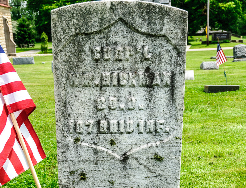 Corporal William Hickman's headstone at Fort Laurens Cemetery, Bolivar. (Source: findagrave.com)