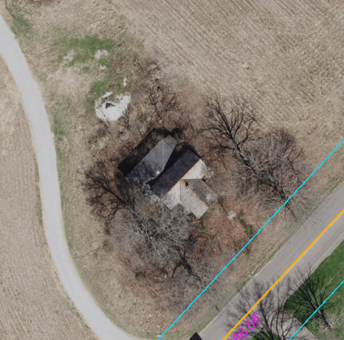 Overhead view of the Hickman House from the Tuscarawas County Auditor's Map, 2020. (Source: gis.co.tuscarawas.oh.us)