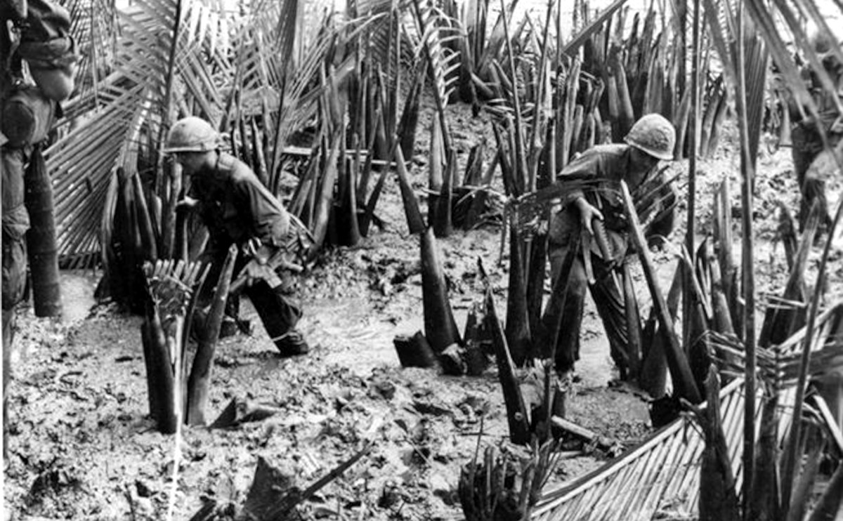 Infantry personnel . Operation Enterprise - 2LT Manlove, Platoon Leader, 3rd Platoon, Company C, 3rd Battalion, 39th Infantry, 3rd Brigade, 9th Infantry - Location: Rach Kien, Vietnam. Photographer: Freddie Duncan