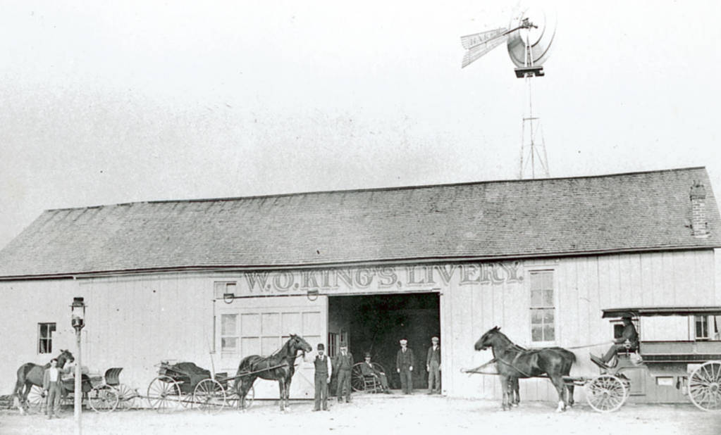 An example of a livery stable is the W.O. King Livery in Pemberville, Ohio, 1890. (Source: ohiomemory.org)