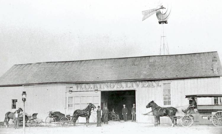 An example of a livery stable is the W.O. King Livery in Pemberville, Ohio, 1890. (Source: ohiomemory.org)