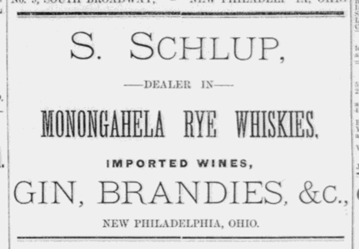 An early advertisement of Samuel Schulp's that appeared in a New Philadelphia newspaper, 20 December 1883. (Source: newspaperarchive.org)