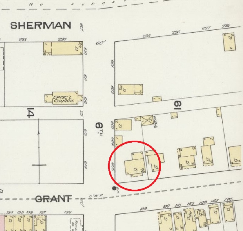 The Williams House depicted on the 1892 Sanborne Fire Insurance Map. (Source: loc.gov)