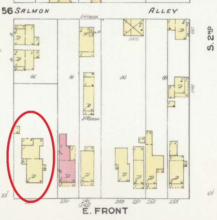 The Crescio House as depicted on the 1910 Sanborne Fire Insurance Map. (Source: loc.gov)