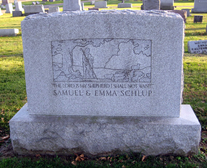 The Schlup Headstone at East Avenue Cemetery, New Philadelphia. (Source: findagrave.com)