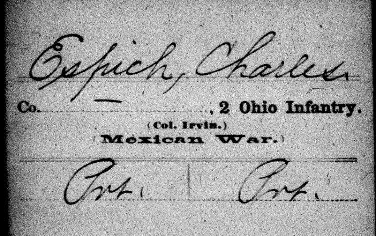 Record of service of Private Charles Espich as a musician in the 2nd Ohio Volunteer Infantry Regiment during the Mexican War, 1846-1848. (Source: fold3.com)
