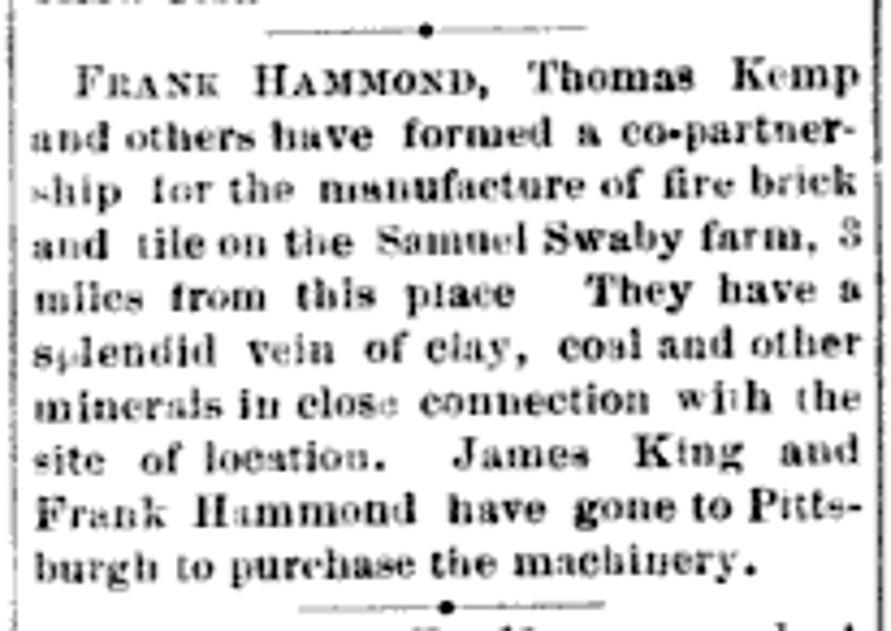 News of the partnership between the Hammond family in the brickmaking business, February 1881. (Source: newspaperarchive.org)