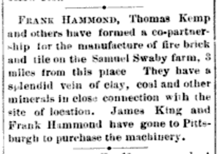 News of the partnership between the Hammond family in the brickmaking business, February 1881. (Source: newspaperarchive.org)