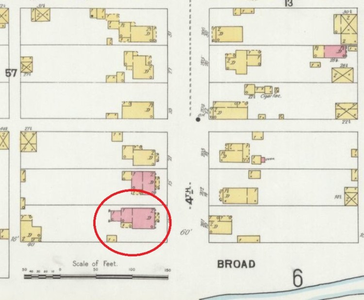 The Hammond House as it appeared on the 1899 Sanborne Fire Insurance Map. (Source: loc.gov)