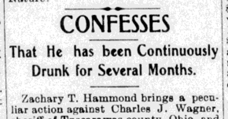 Headline from the article regarding Zachary Hammond's 1904 lawsuit, May 1904. (Source: newspaperarchive.org)