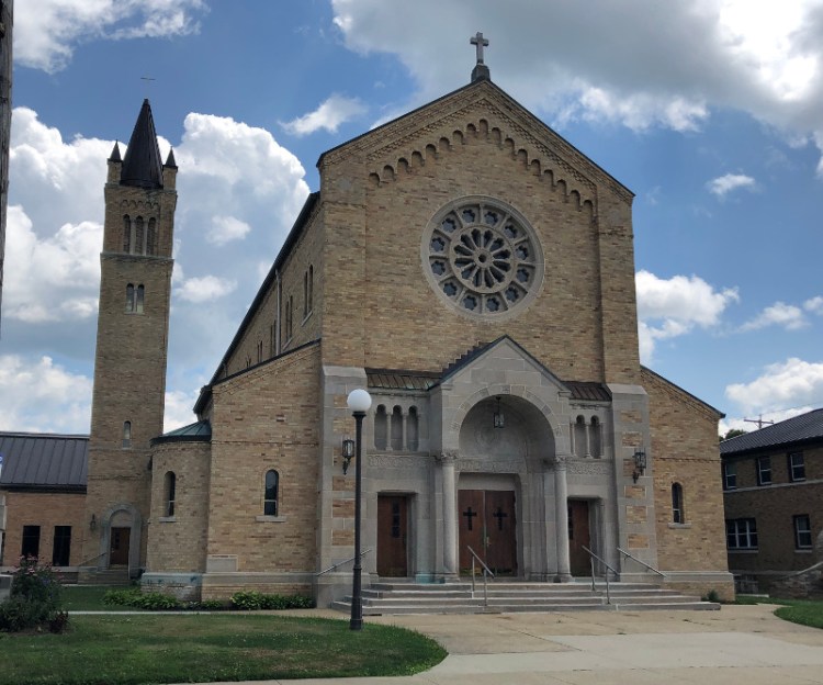 New Philadelphia's Sacred Heart Catholic Church's brickwork was supervised by Charles E. Dick, July 2022.