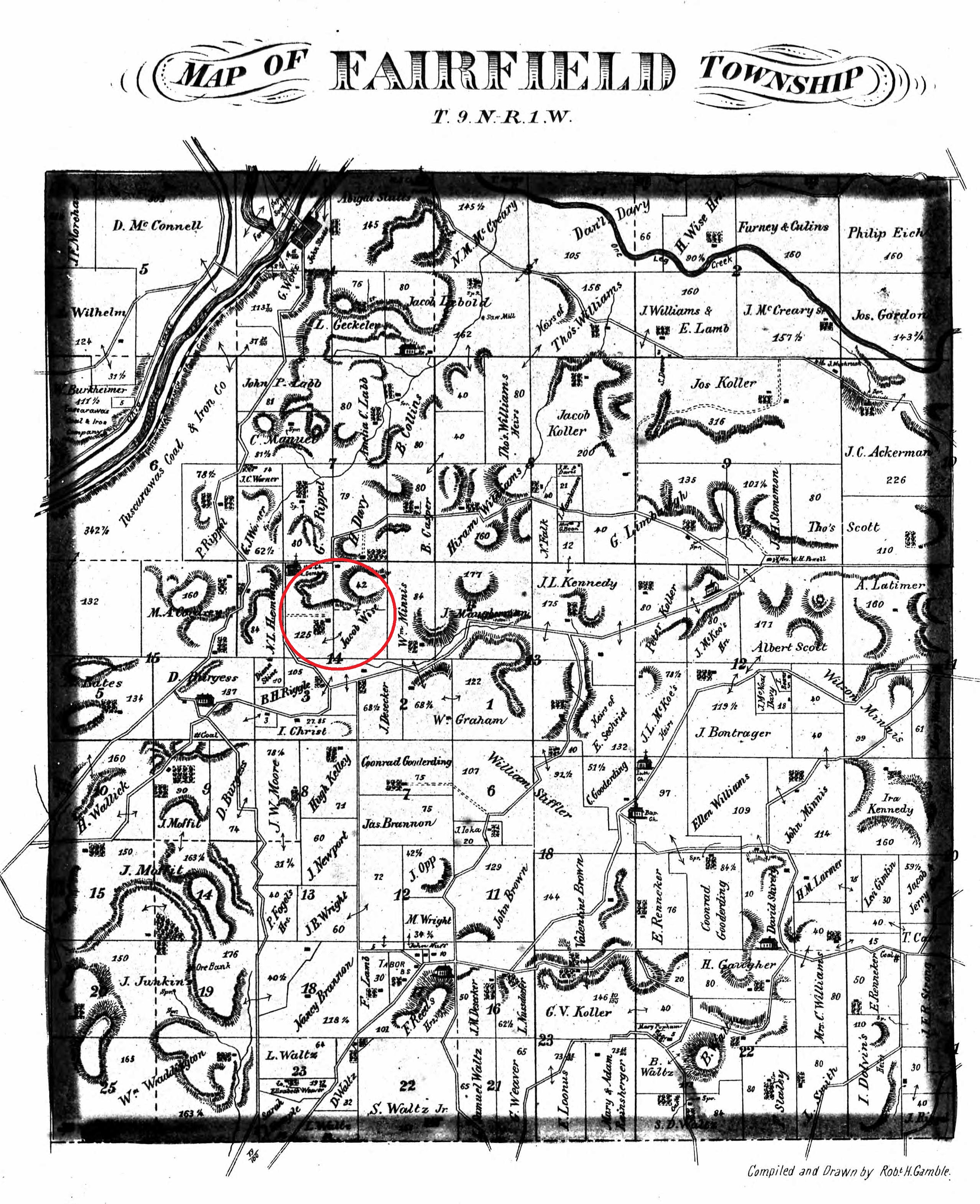 The Wise family property located in Fairfield Township, Tuscarawas County, 1875. (Source: ancestry.com)