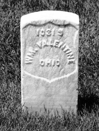 William Valentine's headstone at Jefferson Barracks National Cemetery, St. Louis, Missouri. (Source: findagrave.com)