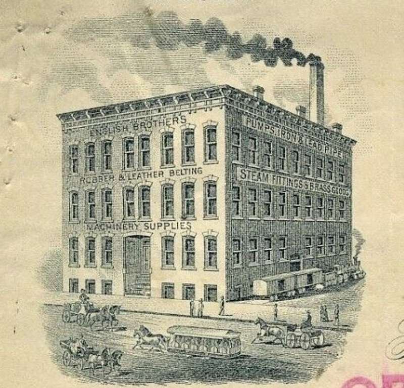 Depiction of the English Brothers business in Kansas City, Missouri, 1886. (Source: ebay.com)