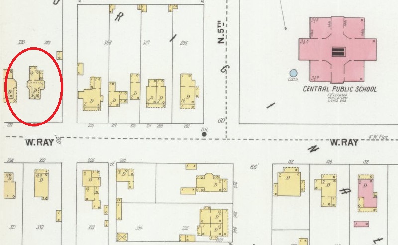 The location of the Miller House depicted on the 1901 Sanborne Fire Insurance Map. (Source: loc.gov)