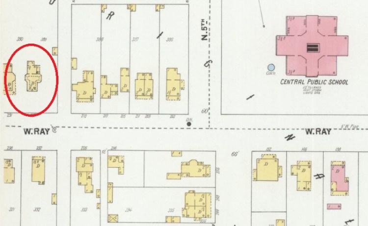 The location of the Miller House depicted on the 1901 Sanborne Fire Insurance Map. (Source: loc.gov)