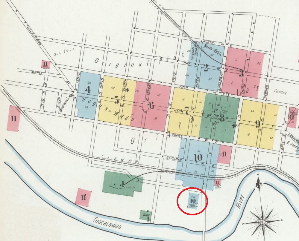 Location of the Schauffler Brothers business on South Broadway in New Philadelphia, 1901. (Source: loc.gov)