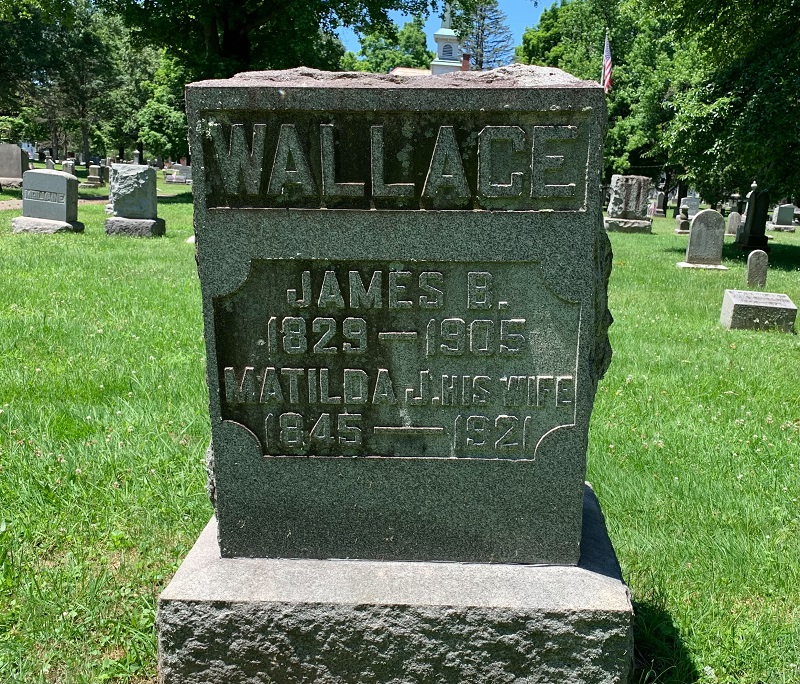 James and Matilda Wallace's headstone in Fair Street Cemetery, 2022. (Source: findagrave.com)
