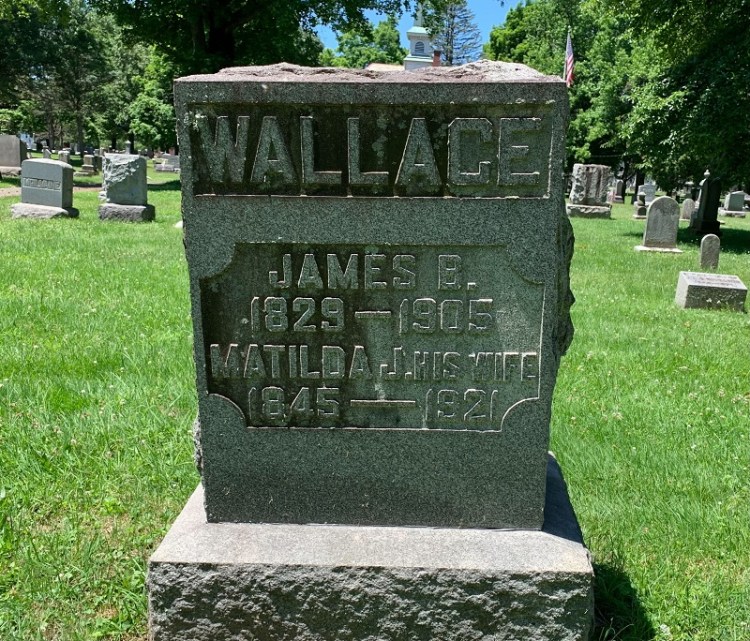 James and Matilda Wallace's headstone in Fair Street Cemetery, 2022. (Source: findagrave.com)