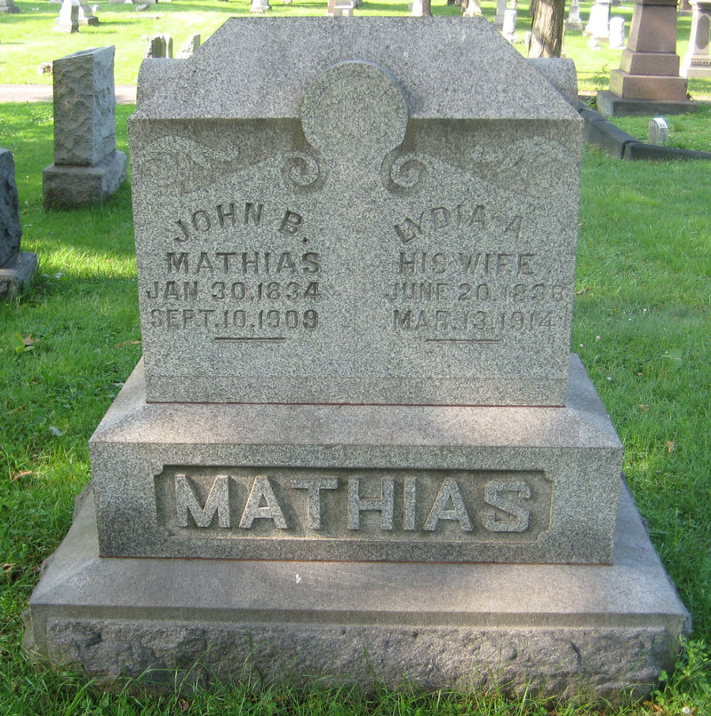 The Mathias headstone in Fair Street Cemetery, 2011. (Source: findagrave.com)