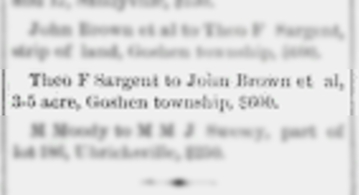 The purchase of the Brown house property by John Brown, October 1887. (Source: newspaperarchive.com)