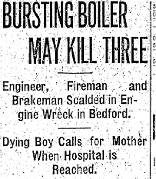 Headline for the article in the Cleveland Plain Dealer, 9 October 1910, detailing the accident. (Source: genealogybank.com)