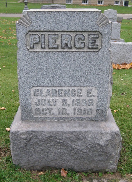 Clarence E. Pierce's headstone in East Avenue Cemetery, New Philadelphia, Ohio, 2012. (Source: findagrave.com)