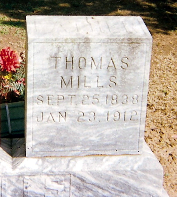 Thomas Winn Mills' headstone in Garden of Memories Cemetery Vian, Oklahoma. (Source: findagrave.com)