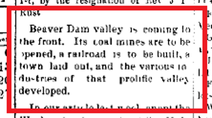 Newspaper snippet about the development of the coal mines near Klondike, March 1897. (Source: newspaperarchive.org)