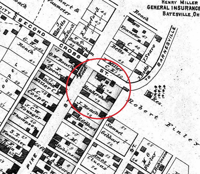 Michael Hendershott's property in Batesville, Noble County, 1879. (Source: ancestry.com)