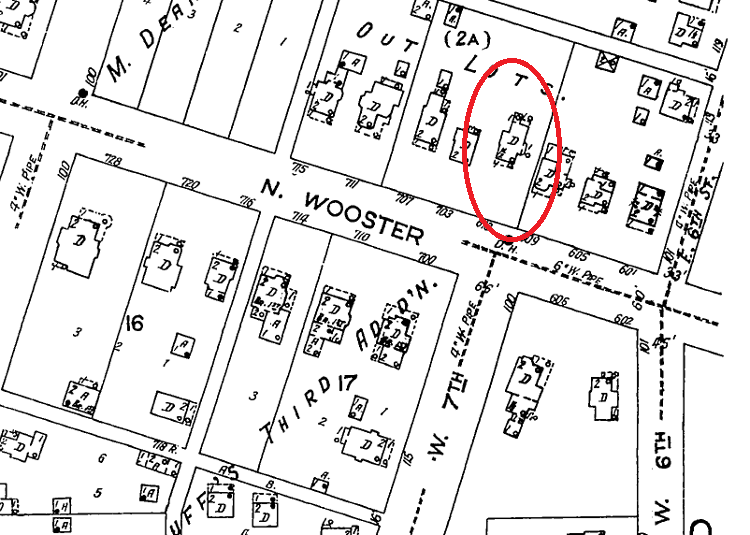 The Kreiter House as it appeared on the 1926 Sanborne Fire Insurance Map for Dover. (Source: oplin.ohio.gov)