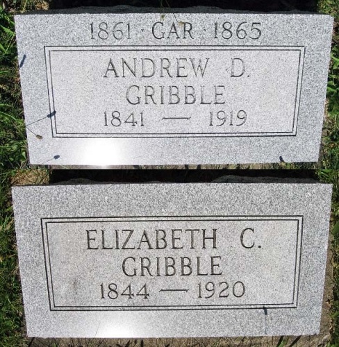 Andrew and Elizabeth Moore Gribble's headstones at Fair Street Cemetery, 2007. (Source: findagrave.com)
