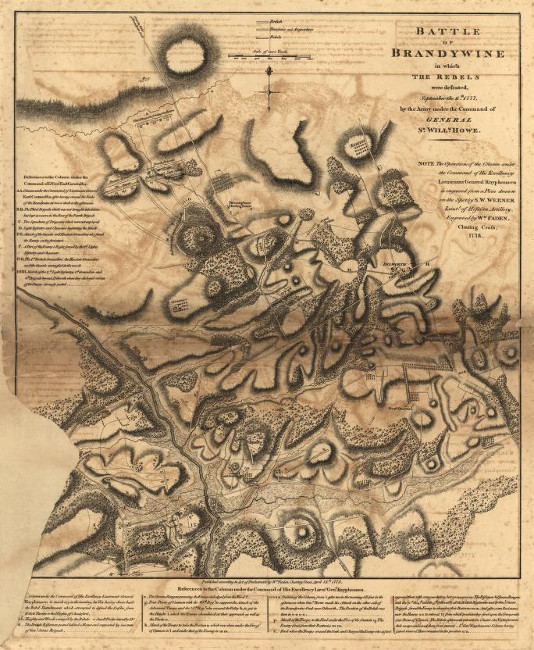 Map of the Battle of Brandywine, September 1777. (Source: loc.gov)