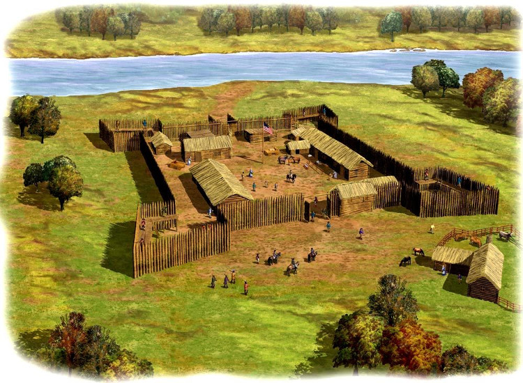 Artist rendering of Fort Laurens.. (Source: www.kja-artists.com)