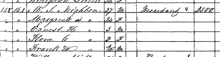 The Nabor family as recorded in the 1850 census for New Philadelphia, Ohio. (Source: familysearch.org)