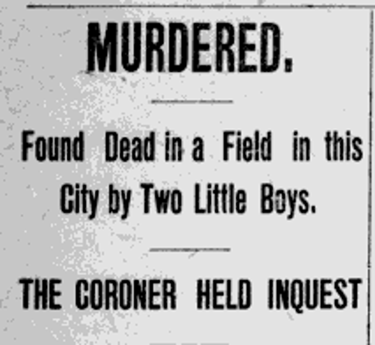 Headline to the article on Martha Hensel's murder that appeared in the New Philadelphia, Ohio newspaper, 24 October 1901. (Source: newspaperarchive.org)