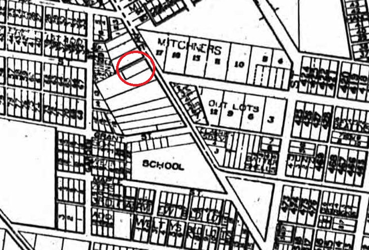 The Nabor lot circled on the map of New Philadelphia, Ohio found in the 1908 Combined Atlas of Tuscarawas County. (Source: ancestry.com)