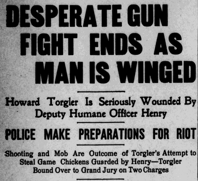 Headline for the article describing the gunfight at the Tuscarawas County Jail. 27 February 1912. (Source: newspaperarchive.com)