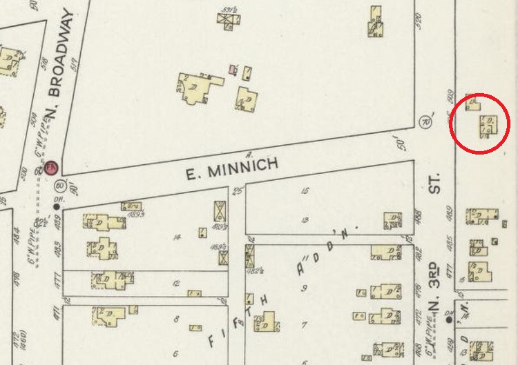 The location of the Hensel residence on North Third Street as it appeared on the 1914 Sanborne Fire Insurance Map. (Source: loc.gov)