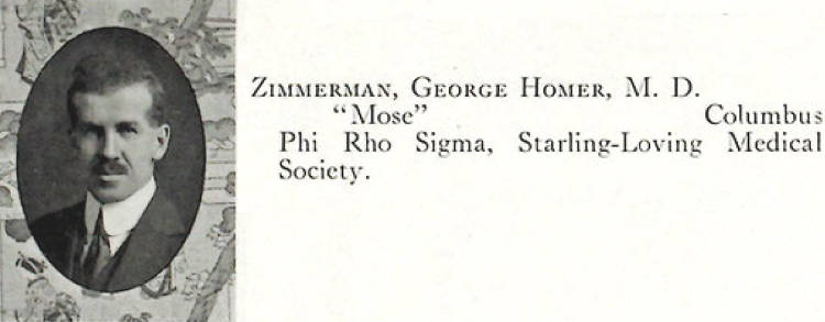 George H. Zimmerman's 1917 Yearbook photo for the year he graduated from Ohio State University Medical College. (Source: osu.edu)